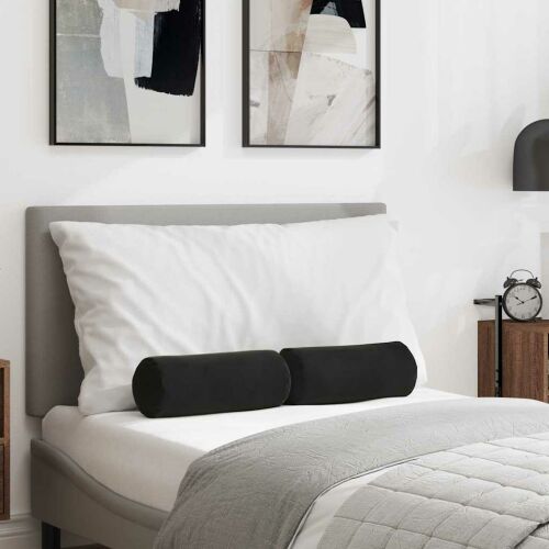 vidaXL Hengerpárnák 2 pcs Fekete Ø 15 x 40 cm Bársonyos szövet 145366439