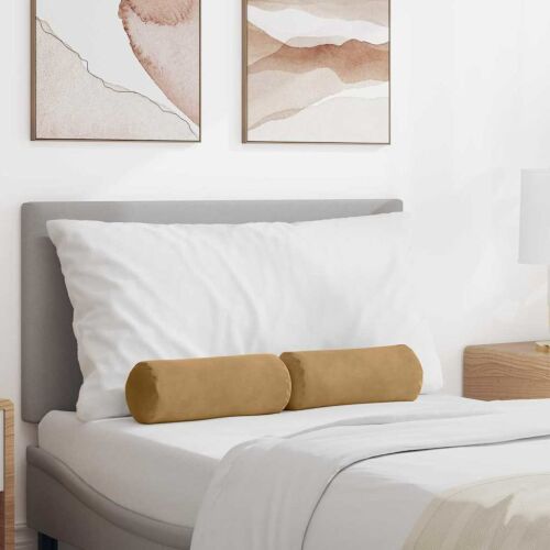 vidaXL Hengerpárnák 2 pcs Barna Ø 15 x 40 cm Bársonyos szövet 145366442