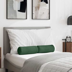 vidaXL Hengerpárnák 2 pcs Sötétzöld Ø 15 x 40 cm Bársonyos szövet 145366553 - Kert