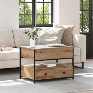 vidaXL Dohányzóasztal fiókkal kézműves tölgy 70x50x50cm Faanyag