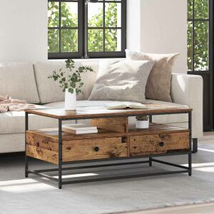 vidaXL Dohányzóasztal fiókkal Régi fa 100 x 51 x 45 cm Faanyag