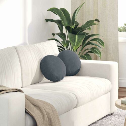 vidaXL Ülőpárnák 2 pcs Sötétszürke Ø 40 x 13 cm Bársony 145375192