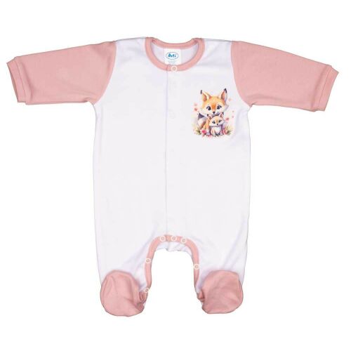 Vékony, pamut, elöl patentos kislány rugdalózó Kisróka mintával 145380155