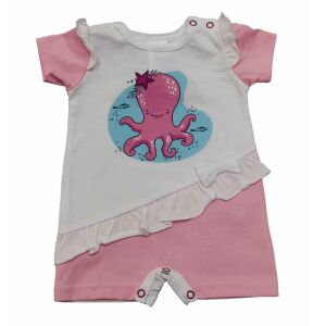 Rövid ujjú kislány baba napozó Polip mintával