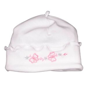 Pillangó mintás, fülvédős, megkötős baba sapka