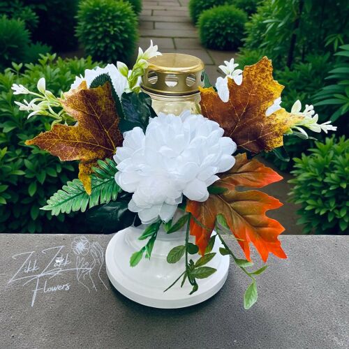  Fehér Őszi Mécses kompozíció – Színes Levelekkel 145388633
