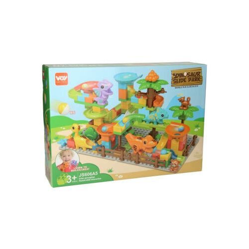 Építőkészlet kockákkal és golyópályával, Dinós 145390300