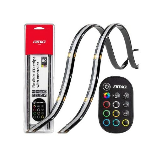 Sada 2 flexibilných LED pásikov do auta s viacfarebným RGB ovládačom 2x30cm, 12V, Amio 145394417