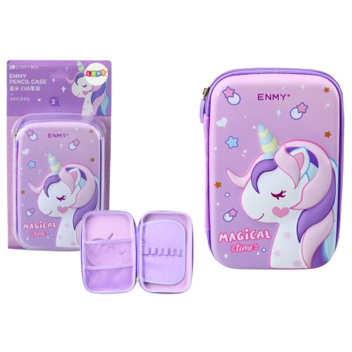 Iskolai összecsukható tolltartó Unicorn 3D-vel 23x15x5 cm lila 145397519