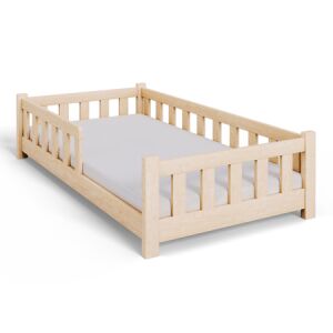 Łóżko dziecięce PINI 160x80 cm z naturalnego drewna z materacem - Stolik dziecięcy, krzesło, Wykonawca kuchni dla dzieci, Biurko dla młodzieży i Łóżko młodzieżowe