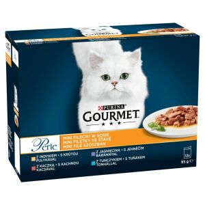 PURINA Gourmet Perle Kaczka, indyk, jagnięcina, tuńczyk - mokra karma dla kota - 12x85 g 145403000 - Karma dla kotów