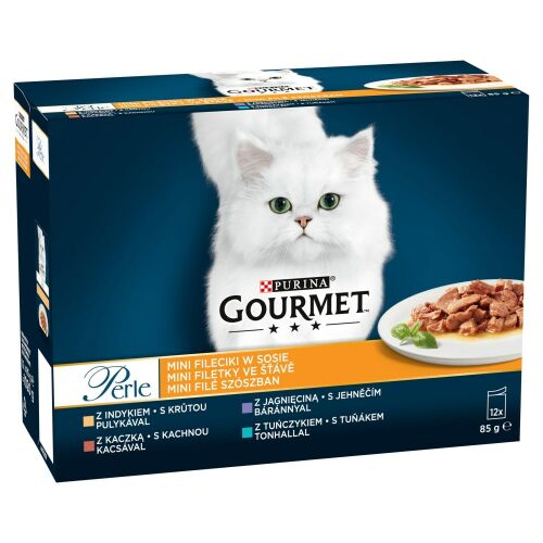 PURINA Gourmet Perle Kaczka, indyk, jagnięcina, tuńczyk - mokra karma dla kota - 12x85 g 145403000