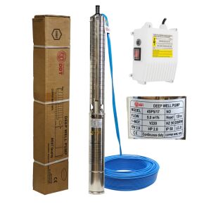 Pompa submersibilă de adâncime DDT 4SP5/17 – 2 kW, 3 CP, 9 m³/h, 120 m inaltimea de refulare , 17 turbine inox, cu panou de control, rezistenta la nisip 145403663 - Pompe submersibile