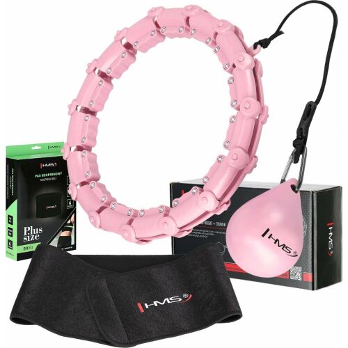 HMS ZESTAW HULA HOP HHW11 LIGHT PINK Z WYPUSTKAMI I OBCIĄŻNIKIEM + PAS BR163 BLACK PLUS SIZE HMS 145404270