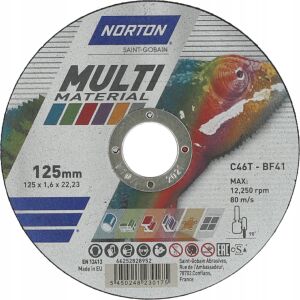 Univerzális vágókorong 125x22,23x1,6mm 12250 ford./perc MULTI MATERIAL 66252828952