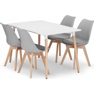 Leobert szett téglalap alakú asztal ADRIA 120x80 fehér+4 szék MARK szürke