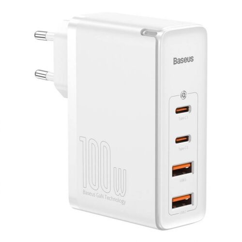 Baseus gan2 pro hálózati töltő 2 usb / 2 type-c aljzat (5v / 3000ma, 100w, gyorstöltés támogatás + type-c kábel) fehér 145406362