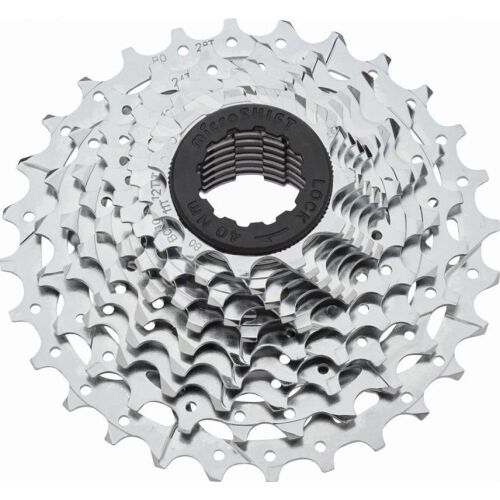 Microshift Kasett MICROSHIFT R10 10-sebességes, Acél, Shimano kompatibilis, 11-12-13-14-15-17-19-21-24-28, króm (ÚJ)