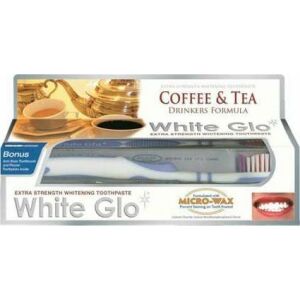 White Glo Pasta wybielająca usuwająca osad z kawy i herbaty 100ml + szczoteczka 145407549 - Pasta do zębów