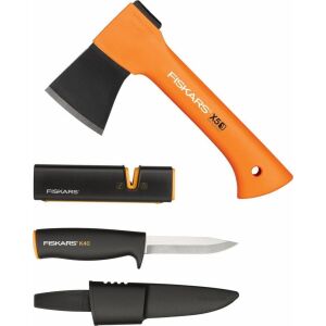 Fiskars fókusz készlet: XXS-X5 fejsze, K40 kés, élező