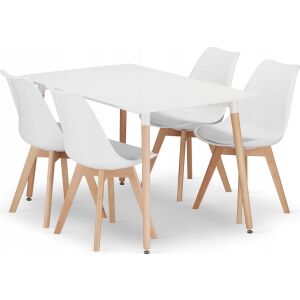 Leobert szett téglalap alakú asztal ADRIA 120x80 fehér+4 szék MARK fehér