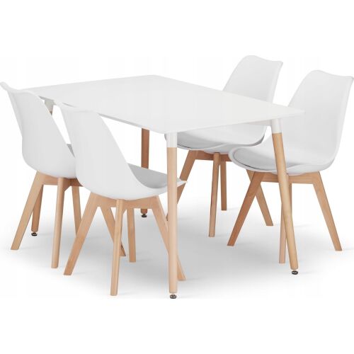 Leobert szett téglalap alakú asztal ADRIA 120x80 fehér+4 szék MARK fehér 145408718