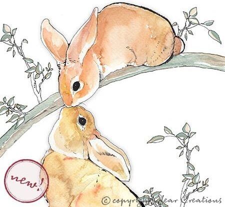 Clear Creation Karnet Swarovski kwadrat Króliki na gałęzi (CL1213_BL)