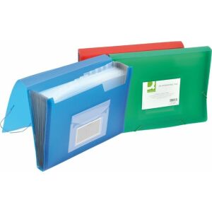 Q-Connect Teczka harm. z gumką PP, A4, 6-przegr., transparentna zielona 145410391 - Folder harmonijki