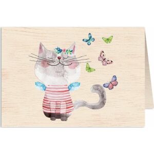 Cozywood Karnet drewniany C6 + koperta Kot i motyle 145410493 - Felicitări, invitații