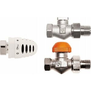 Herz csatlakozó készlet egyenes radiátorhoz 1/2 hüvelyk, tápláló és visszatérő szeleppel