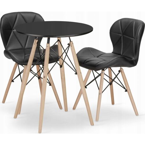 Leobert szett kerek asztal TODI 60 fekete+2 szék LAGO fekete 145410693