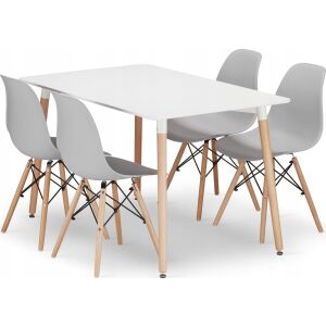 Leobert szett téglalap alakú asztal ADRIA 120x80 fehér+4 szék OSAKA szürke