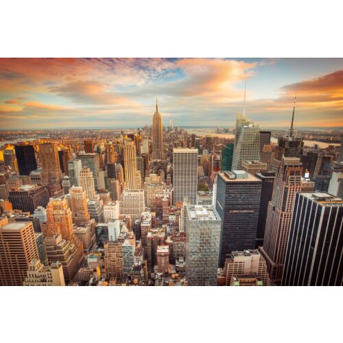Fototapet Naplemente New York City felett tapéta, 250 x 200 cm - Építkezés és felújítás