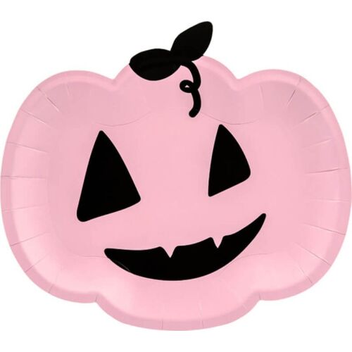 Papír Tányér - Rózsaszín Tök Formájú Halloween-re - 25 cm, 6 db-os 145411452