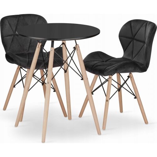Leobert szett kerek asztal TODI 60 fekete+2 szék LAGO fekete 145411584