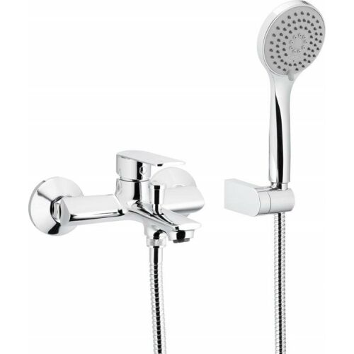 KFA 4424-510-00 AGAT fürdőkád csap falra szerelhető zuhanykészlettel (1500 MM cső, falra rögzítés, 3 funkciós fogantyú), króm + CLICK CLACK// B-90-00-1-000-ZESTAW 145411875