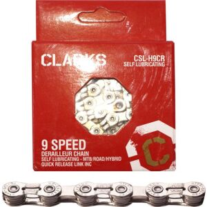 Clarks Kerékpár lánc YBN CSL-H9CR SHIMANO CAMPAGNOLO SRAM (9 Sebesség, 1/2"x11/128", 116 szem, 6.4mm, lánckapocs, Szuper Könnyű, krómozott) Önkenő ezüst 145412120 - Kerékpár lánc