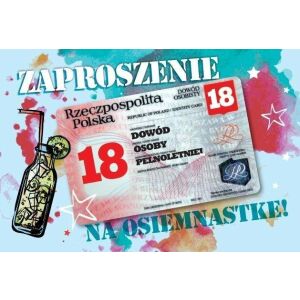 Armin Style Zaproszenie Urodziny Osiemnastka ZA-102 (10szt.) 145413576 - Felicitări, invitații