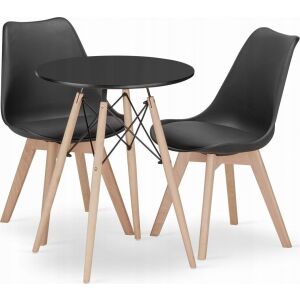 Leobert szett kerek asztal TODI 60 fekete+2 szék MARK fekete