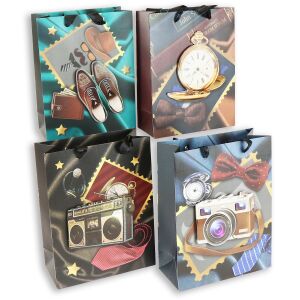 TORBA NA PREZENTY WZÓR MĘSKI ŚREDNIA 145413852 - Pakowanie prezentów