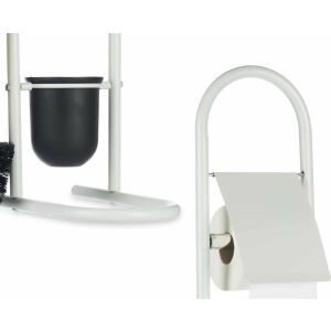 Berilo Metalowy stojak na papier toaletowy i szczotkę FRESHY z bambusowymi elementami