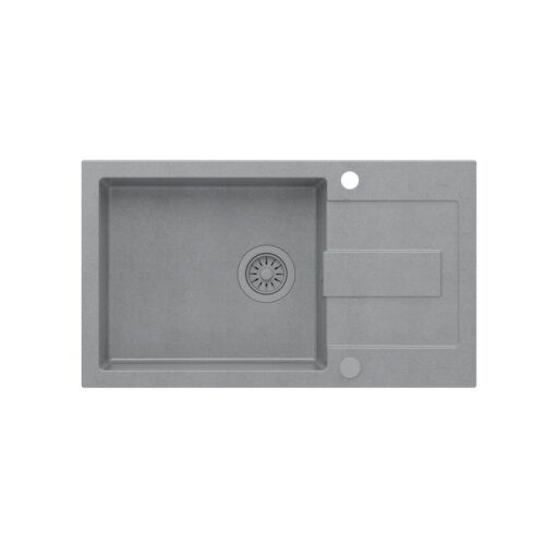 GraniteQ CHRISTIAN 136 XL gránit mosogató 1 kamrás szürke (78x45x18,5) dugóval és szürke lefolyóval (kamra 45x38 cm) 145415746