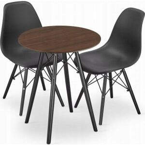Leobert szett kerek asztal TODI 60 hamu + 2 szék OSAKA fekete