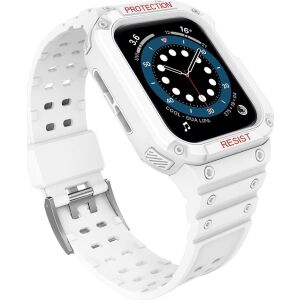Hurtel Protect Strap Band opaska z etui do Watch 7 / 6 / 5 / 4 / 3 / 2 / SE (41 / 40 / 38mm) obudowa pancerny pokrowiec na zegarek biały 145417397 - Pasek do inteligentnego zegarka