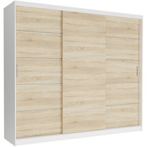 NORVIO III. Gardróbszekrény 250x218x60 - fehér, sonoma
