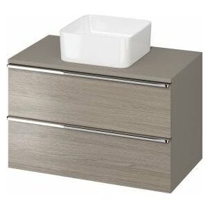 Baza mobilier pentru lavoare Cersanit Virgo S522-030, montaj pe blat, 2 sertare, soft close, PAL, manere crom, 80 cm, Gri 145418712 - Dulap de baie și Capace de toaleta/WC