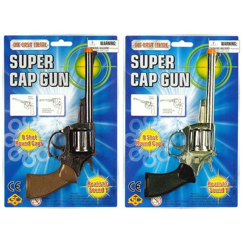Super Cap Gun játékkisfegyver, fém játékpisztoly valósághű hanggal, 8 lövetű - Játékpuska és töltény