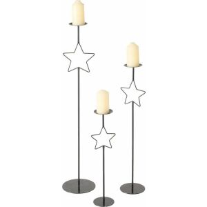 Boltze Fém gyertyatartók GUILA csillaggal, 3 db, magasság 54,5 - 99,5 cm