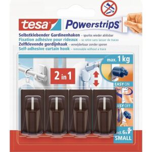 tesa Powerstrips Vario-Gardinenhaken braun