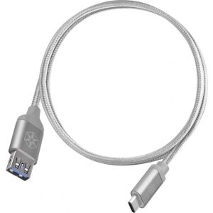 Kabel USB SilverStone USB-A - USB-C 0.5 m Srebrny (52034) 145420750 - Kabel USB